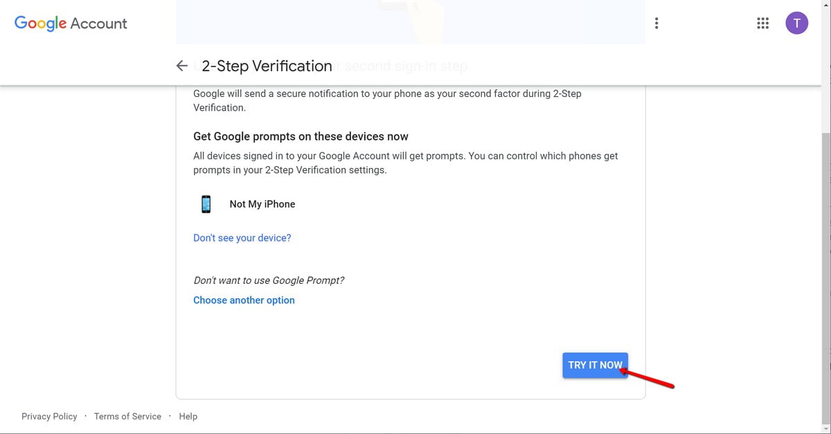 Aktivacija dvofaktorske verifikacije na google računu - try it now
