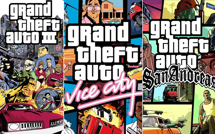 Grand Theft Auto III, Grand Theft Auto Vice City i Grand Theft Auto: San Andreas