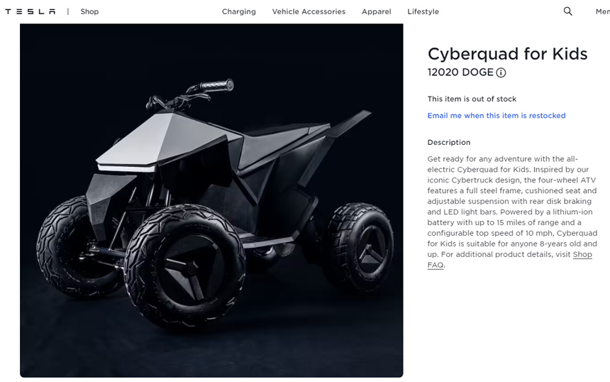 Cyberquad za djecu po cijeni od 12 020 Dogecoin-a