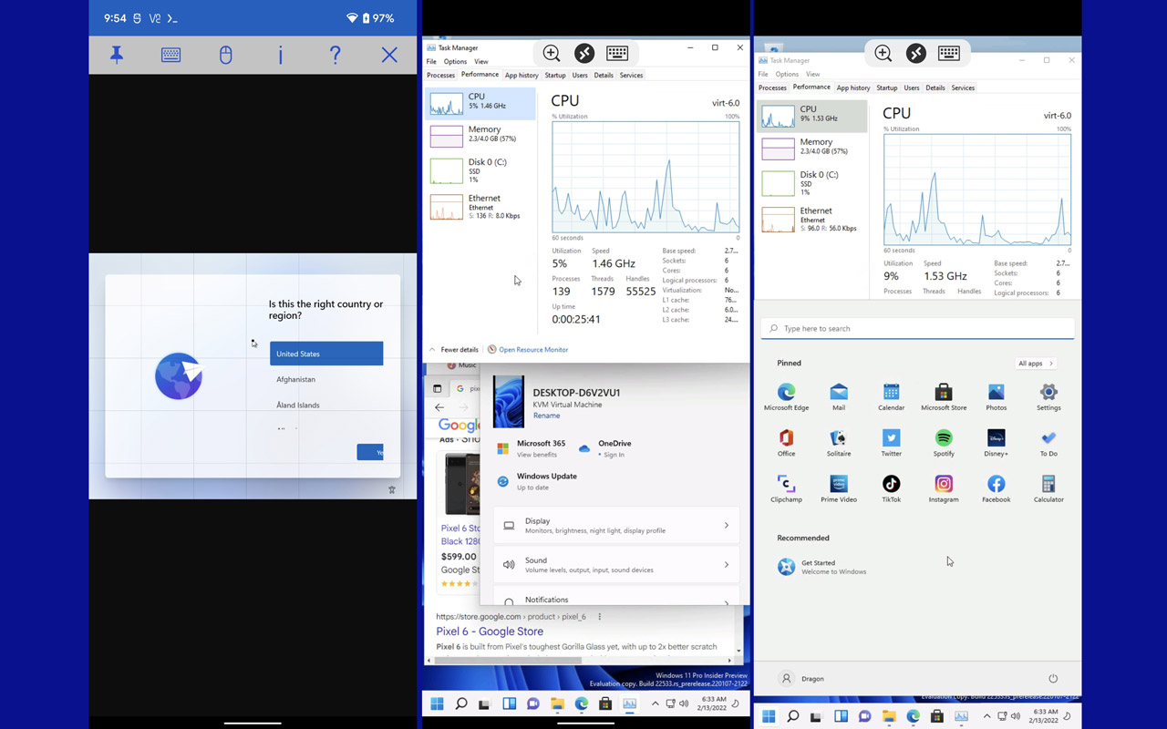 Pokrenuo Windows 11 na virtualnoj mašini u Android 13 verziji za developere