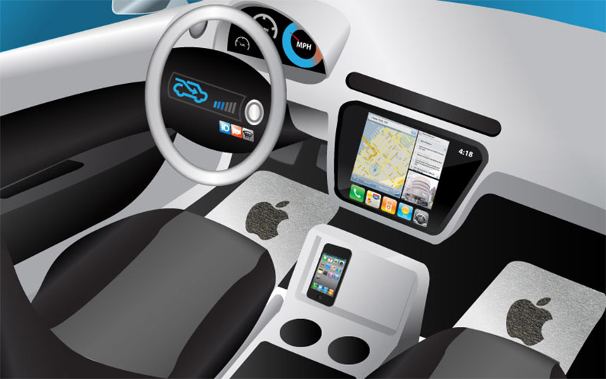 Apple automobil, Apple Car, iCar, enterijer render