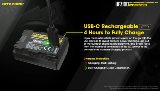 Nitecore UFZ100 je 2250 mAh zamjenska baterija za fotoaparat sa USB priključkom za punjenje