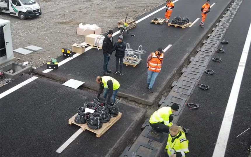 Izgradnja ceste za bežično punjenje električnih vozile (foto: screenshot)