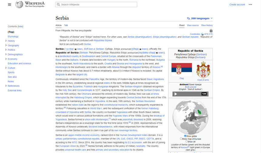 wikipedia serbia