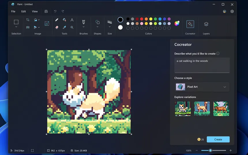 Microsoft testira generativni AI alat "Paint Cocreator" za Windows 11