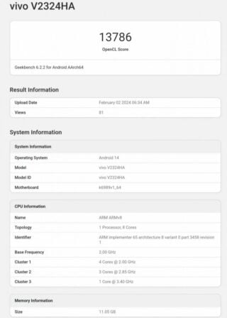 Vivo X100s benchmark cpu test