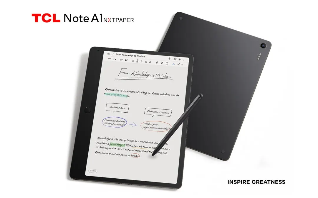 TCL Note A1 Nxtpaper predstavljen globalno: e-note tablet sa 120Hz ekranom i AI alatima