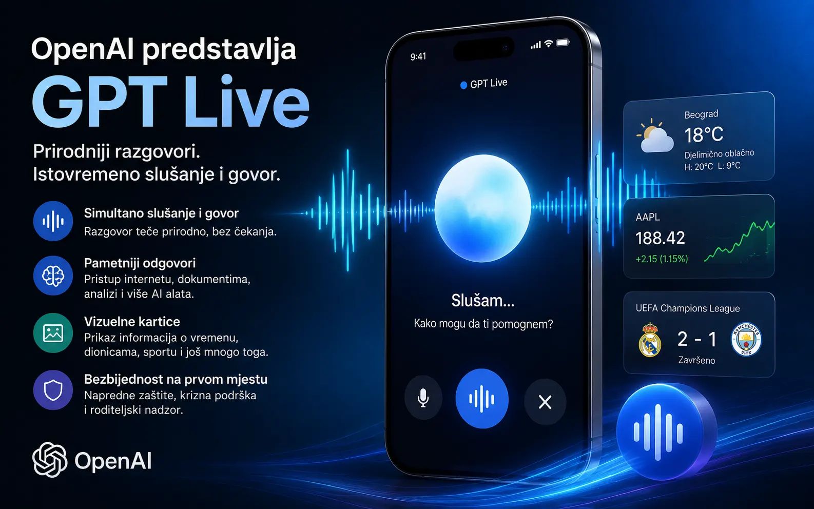 OpenAI predstavio GPT Live: ChatGPT Voice dobio prirodnije razgovore, istovremeni govor i slušanje
